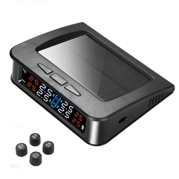 

Smart car TPMS tire pressure Alarm monitoring system Solar USB voice external sensor Automotive safety alarm Device