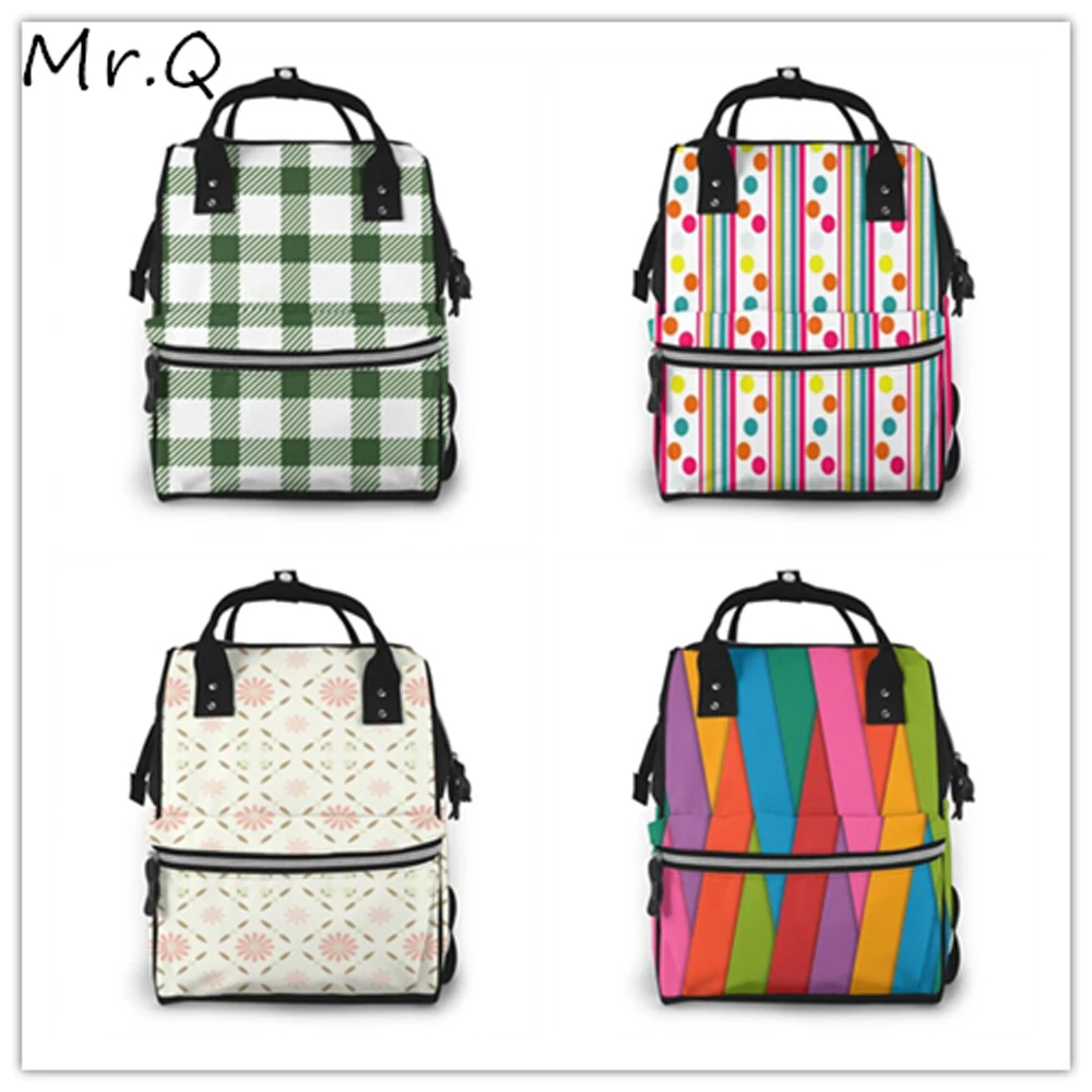 

Backpack Nappy Diapers Bag 3d Print Stripe Pattern Fashion Large Capacity Waterproof Nappy Backpack Female for Family Baby Care
