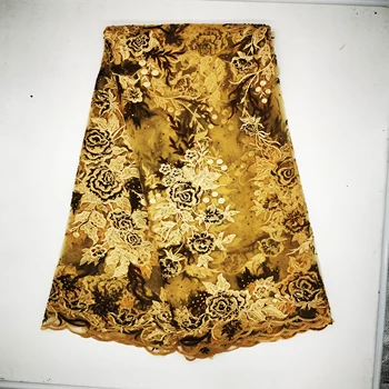 

High QualityAfrican lace fabric 2020 High Quality Embroidered Brocade Lace french Tulle Lace Fabric for nigeria party dress