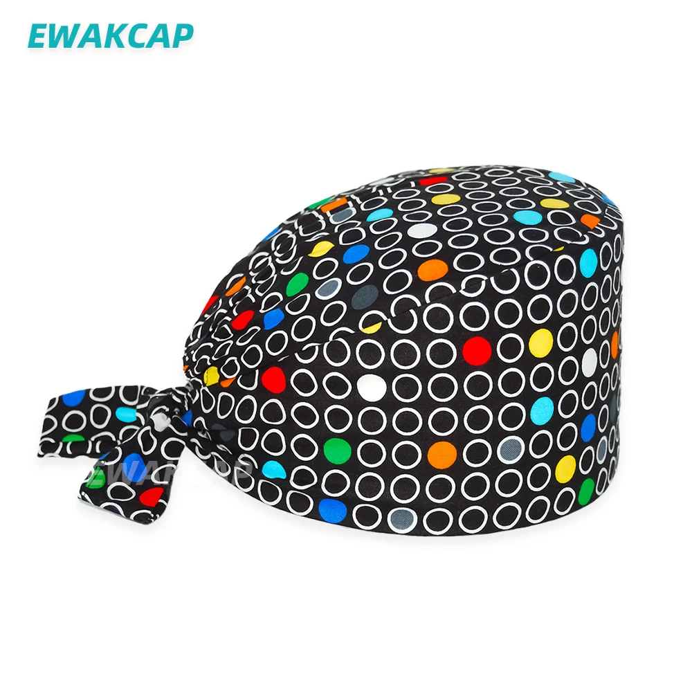 Unisex Scrub Cap with Buttons Adjustable Anime Printing Bouffant Nursing Hat Head Scarf Pet Shop Lab Women Work Surgicals Hats white skully hat Skullies & Beanies