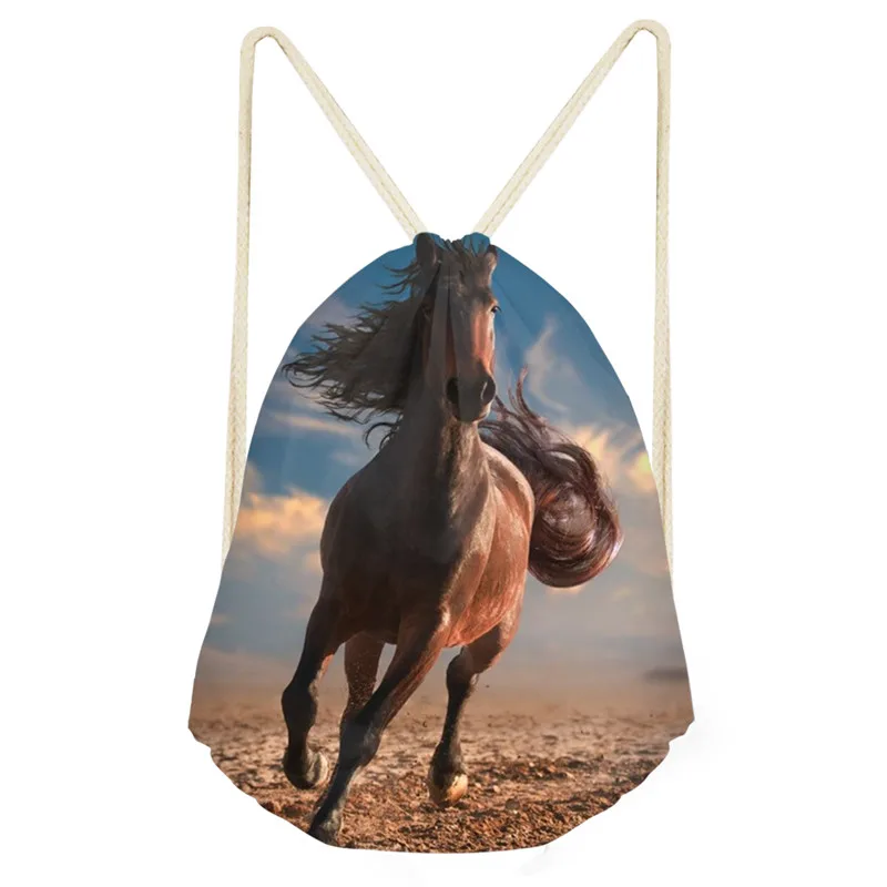 

Crazy Running Horse Pattern Print Men Drawstring Bag Off White Bags Fashion School Backpack For Girls Boys Female Drop Shipping