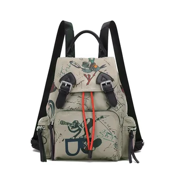 

Lightweight Casual Printing 2020 New Drawstring Oxford Cloth Backpack Large Capacity Graffiti Travel Bag Schoolbag Rucksack