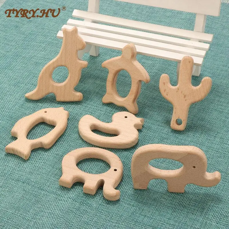 TYRY.HU 1PC Baby Teether Wooden Animal Pacifier Pendant BPA Free Beech Koala Rodent Baby Gym Accessories Teeth Pendant