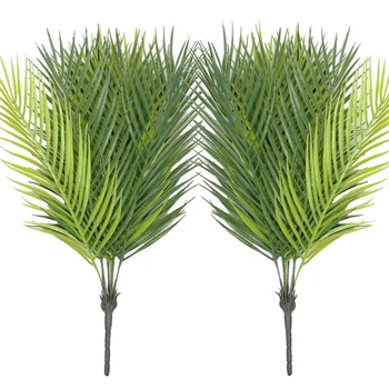 

Artificial Plants Palm Greenery Tropical Tree Faux Fake Palm Fronds Plant For Party Arrangement Wedding Decorations 2Pcs