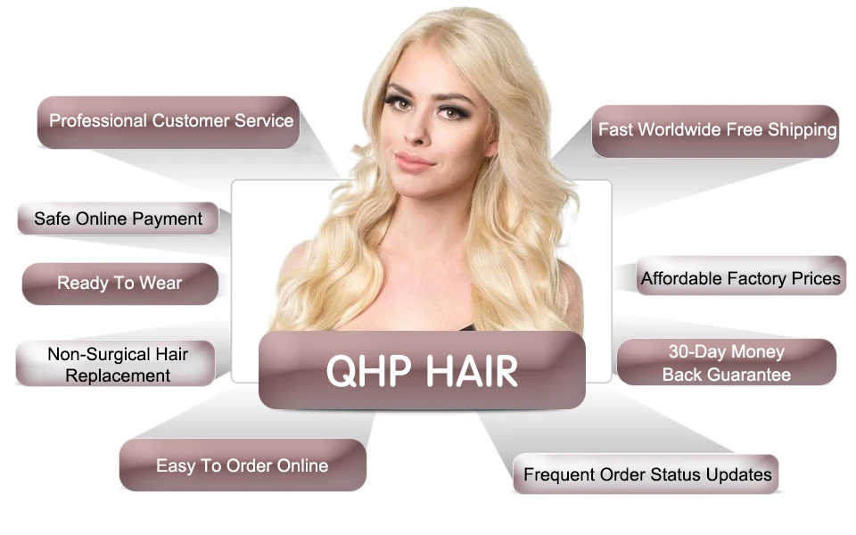 Qhp peruca de topper do cabelo humano