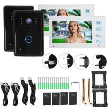 

7in TFT 2V2 2.4G Wireless Video Intercom Doorbell Night Vision 0.3MP Camera Waterproof Door Phone 100-240V