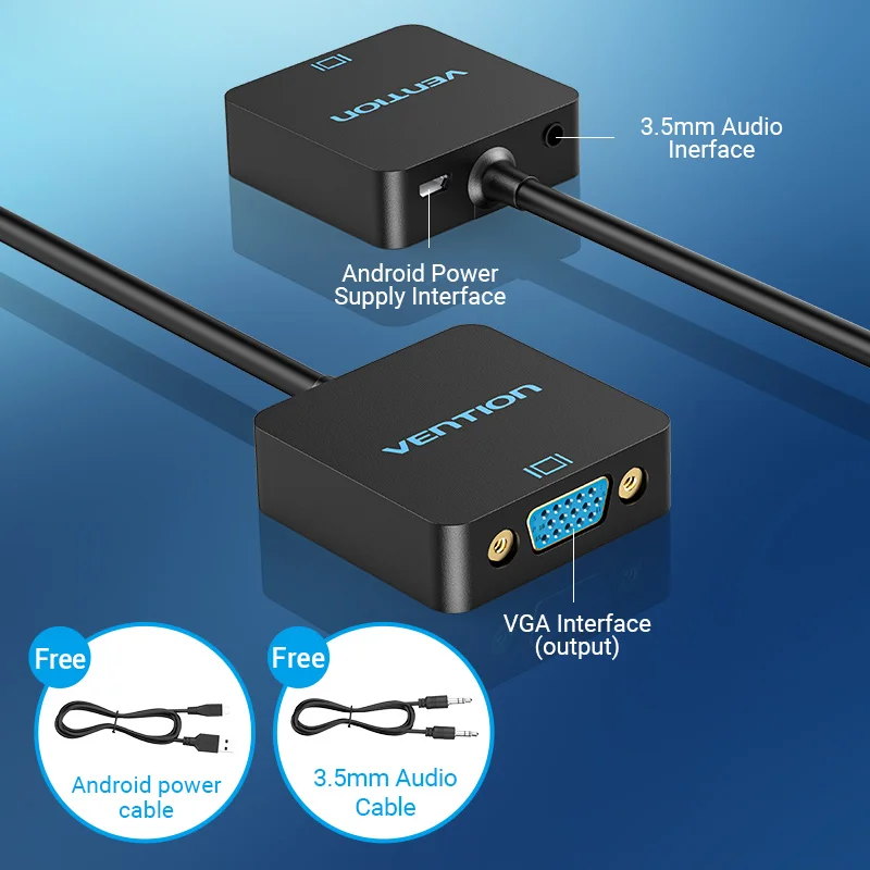Vention HDMI-VGA 어댑터 남성-여성 변환기 1080P VGA-HDMI, 노트북 TV 박스 용 3.5 잭 오디오 케이블 HDMI-VGA