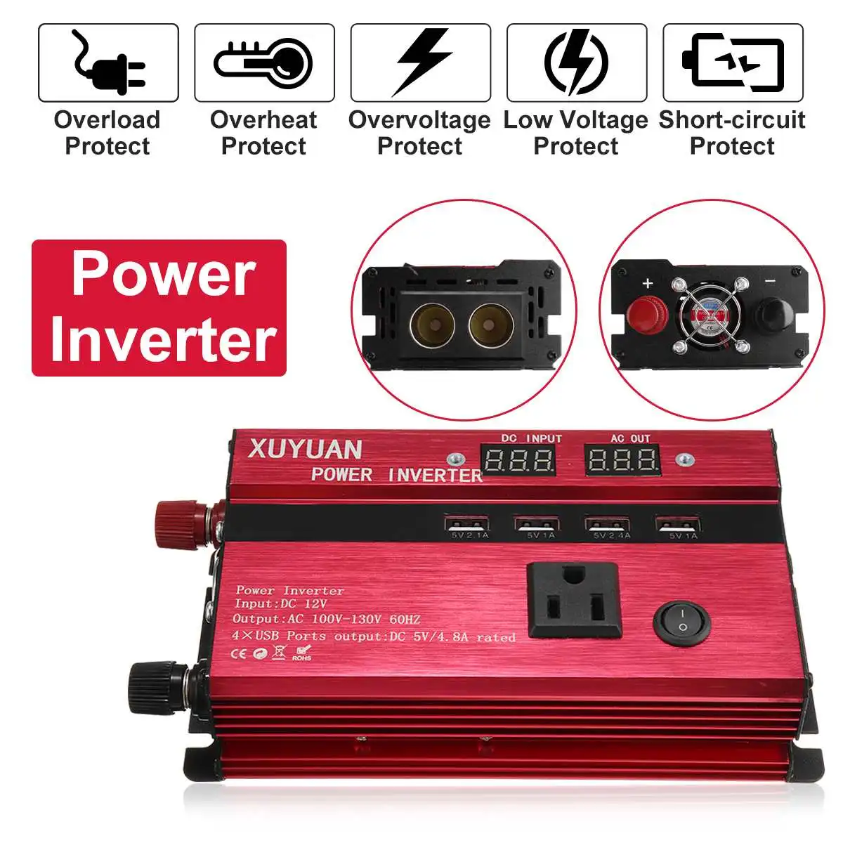 Online Inversor de energía Solar DC 12 V 24 V a AC 110 V 220 V 3000 W 4000 W  5000 W 8000 W 10000 W convertidor de onda sinusoidal cargador de transformador de voltaje