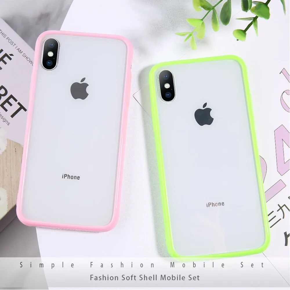 

Simple Transparent Phone Case for IPhone 11 Pro Max Coque X XR Xs Max Soft TPU Candy Colors Frame Cover for IPhone 6 6s 7 8 Plus