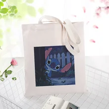 Синяя мультяшная холщовая вместительная сумка для покупок, сумка с логотипом на заказ, Сумка с надписью DIY, Повседневная экологическая многоразовая утилизация