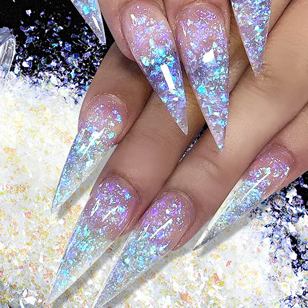 Colorful Holographic Ab Nail Glitter Flake Shell Sparkly Sequins