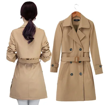 

Hot Sale Chic Long Sleeve Gorgeous Ladies Slim Thin Trench Clothes Women Fashion Double breasted Outerwear Women's Spring Coat