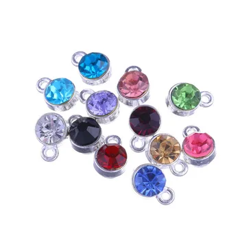 

50pcs Alloy Gold Silver Color Birthstone Crystal Charms Accessories For Necklace Bracelet Jewelry Making