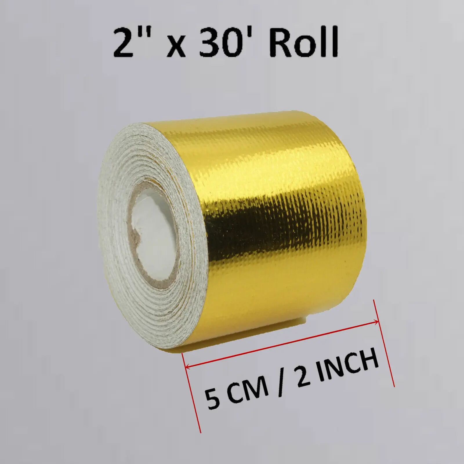 2" x 30' Roll Self Adhesive Reflective Gold Heat Wrap Tape High Temp Shield