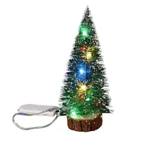 Пластик мини-елка с светодиодный огни Праздничные рождественские вечерние стол настольные украшения наружные садовые подвесные украшения