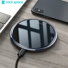 Rockspace 10 Вт Qi Беспроводное зарядное устройство для iPhone X XS Max XR 8 Plus зеркальное Быстрое беспроводное зарядное устройство для samsung S9 S10 Note 9 8