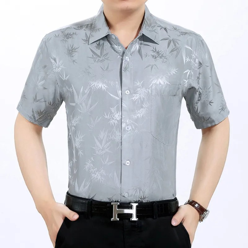 Zomer 100% Zijde Shirt Mannen Korte Mouw Wit Shirt Losse Heren Dress Shirts Hoge Kwaliteit Formele Camisa Masculina KJ1946 Zomer 100% Zijde Shirt Mannen Korte Mouw Wit Shirt Losse Heren Dress Shirts Hoge Kwaliteit Formele Camisa Masculina KJ1946