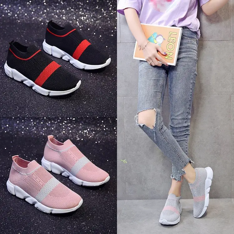 

Large Size Mesh Casual Shoes Women's 2019 New Style WOMEN'S Shoes Korean-style Breathable Lightweight Running Flat Keel Thin Sho