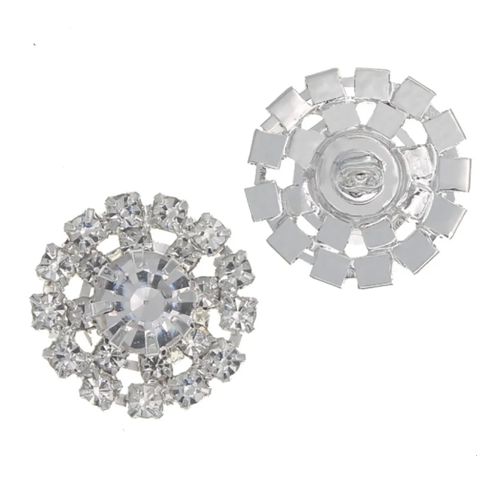 18mm Round Rhinestones Buttons Flatback Shank Button DIY Embellishment Hair Bow Interspersed Gem Decorative for Wedding Clothing