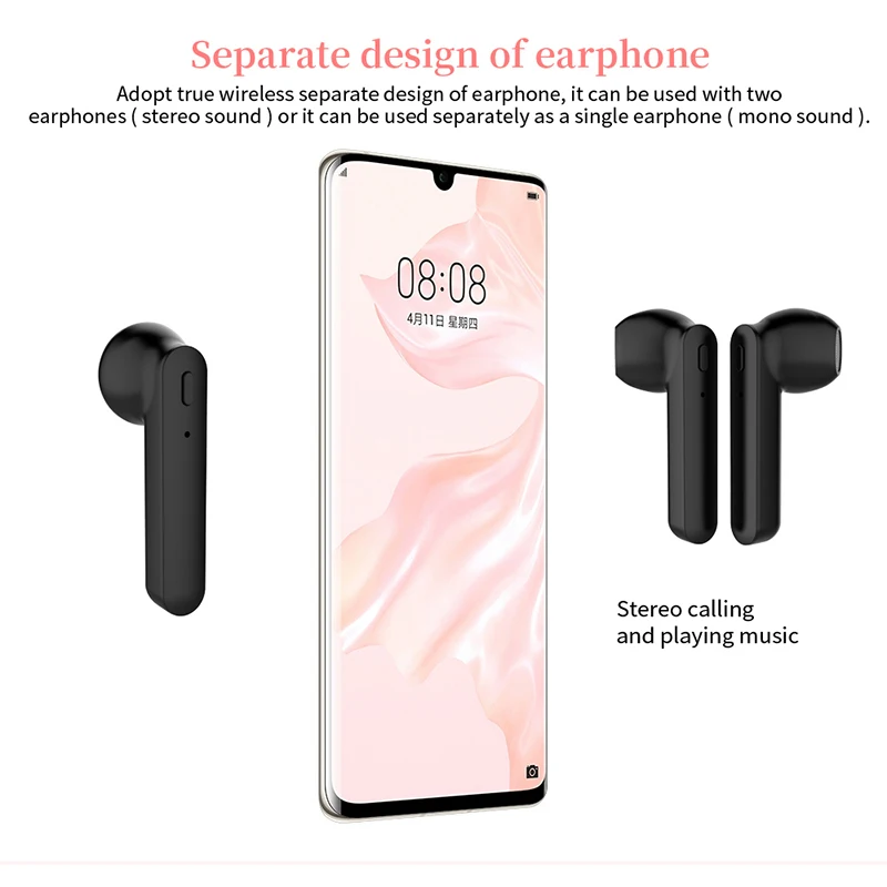 TWS Earphone Bluetooth Wireless Headset Waterproof Deep Bass Earbuds True Wireless Stereo Headphone With Mic Girls Kids Earphone