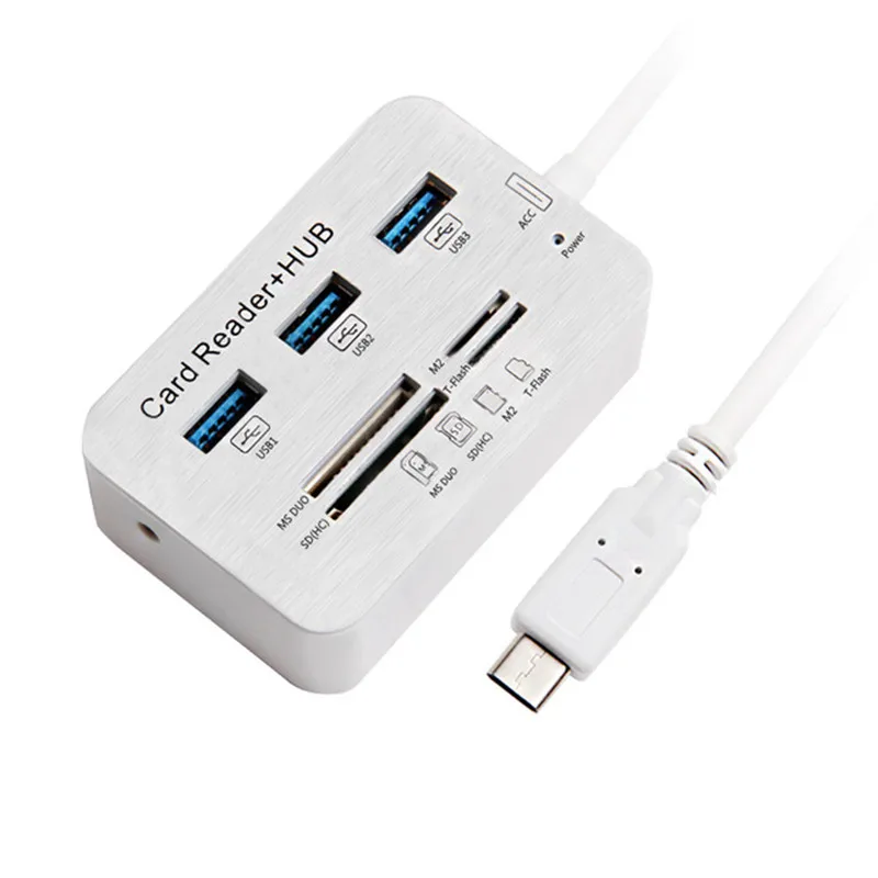 3 порта USB Multi-In-1 концентратор MS SD M2 TF считыватель карт памяти Алюминиевый адаптер WIF66