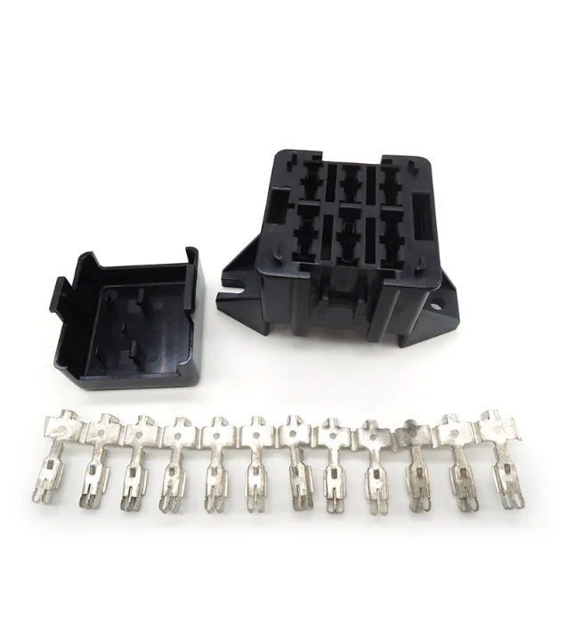 

100 pcs Double Row 6 Loop Road Medium Auto Relay Fuse Box with 12pcs Terminals BX2062 Car