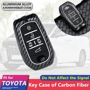 

Metal Carbon Fiber Car Key Cover Case 5 Buttons for Toyota Alphard Vellfire AH30 30 2016~2020 2019 Keychain Ring Accessories