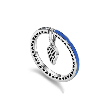 

2018 NEW Original Design 100% 925 Sterling Silver Feather Ring Women Fashion Pendant Heart Ring For Girl Gift Jewelry Hot Sale