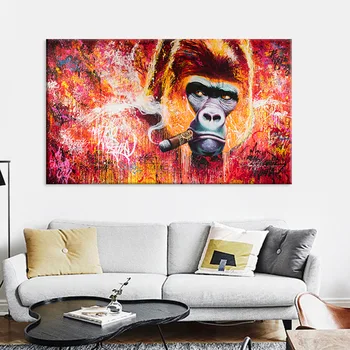 

Smoking Orangutan Decorative Painting Home Hanging Painting Cuadros Decoracion Dormitorio Wall Pictures for Living Room Decor