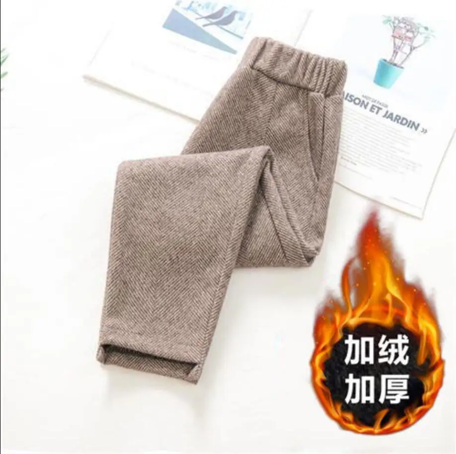 apricot plus velvet Новинка года; сезон осень-зима; детская одежда из смешанной шерсти для девочек повседневные брюки детские плотные бархатные теплые леггинсы для девочек длинные брюки для подростков; K66 - Цвет: apricot plus velvet