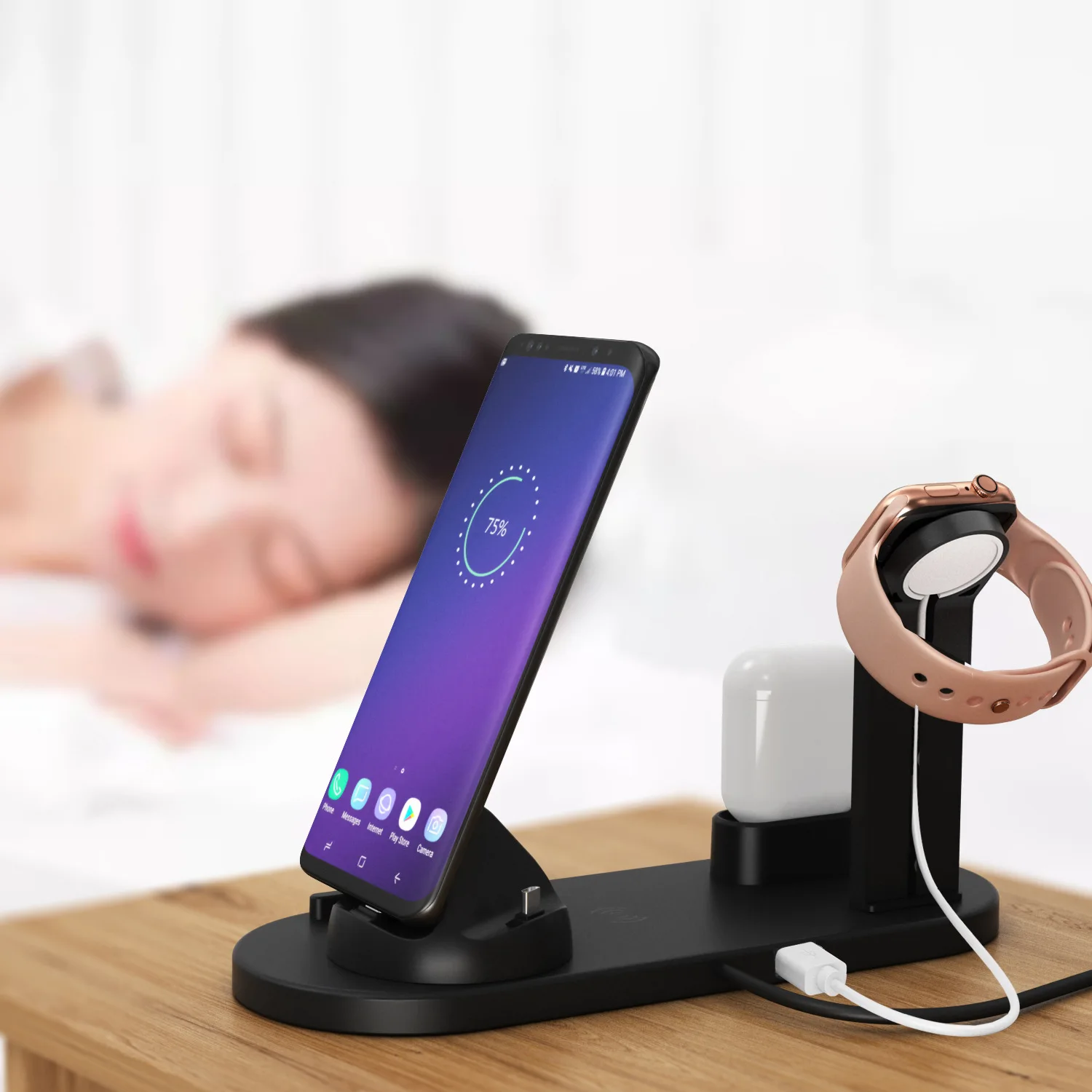 CaseMe для iPhone три в одном Магнитная многофункциональная Зарядная база кронштейн для iPhone iwatch зарядная подставка для телефона