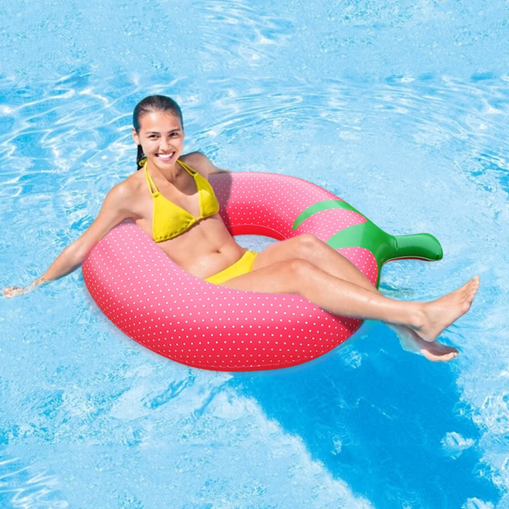 

140x100cm Inflatable Strawberry Swimming Ring Adult Female Swimming Pool Float Swimming Toy Summer pvc Lifebuoy