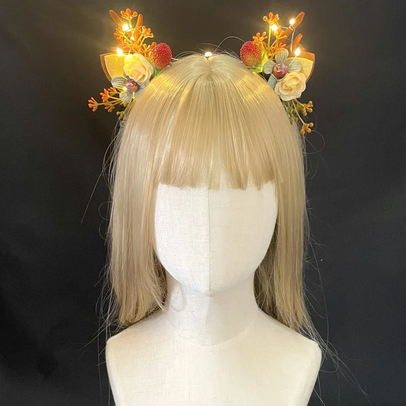 Light Up Reindeer Hairhoop Elf Ears Pine Cone LED Antler Headbands Party Decorations Hair christmas Easter