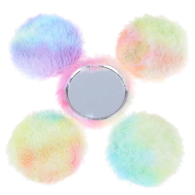 1PC Portable Cute Cartoon Round Mini Portable Hand Mirror Pocket Portable Makeup Tool Makeup Random Color
