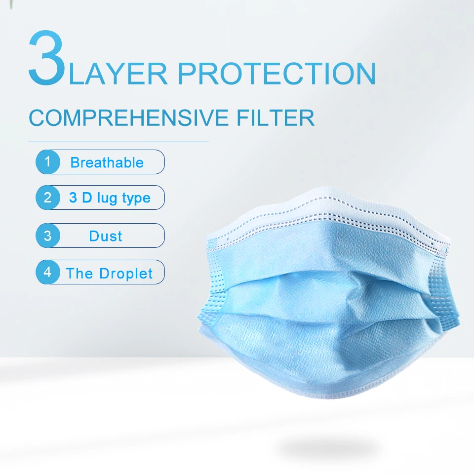 IN STOCK 50pcs N95 KF94 FFP3 Mask 3-Ply Nonwoven Safety Mask pm2.5 Anti Virus Flu Hygiene Disposable Masks Protective
