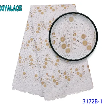 

Latest African Wedding Lace Fabric High Quality African Dry Cotton Lace Fabric With Stones For African Nigerian Voile Lace 3172b