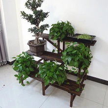Твердый деревянный цветочный стеллаж, Балконная полка, трехслойная лестница, Цветочная стойка, Многоэтажный цветок, мясистый зеленый Луо бонсай рама