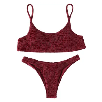 

Latest Women Split Underwear Set Push-up Padded Underwear Set Solid Color Folds Biquini For Bathers Hot Sexy Female Intimates