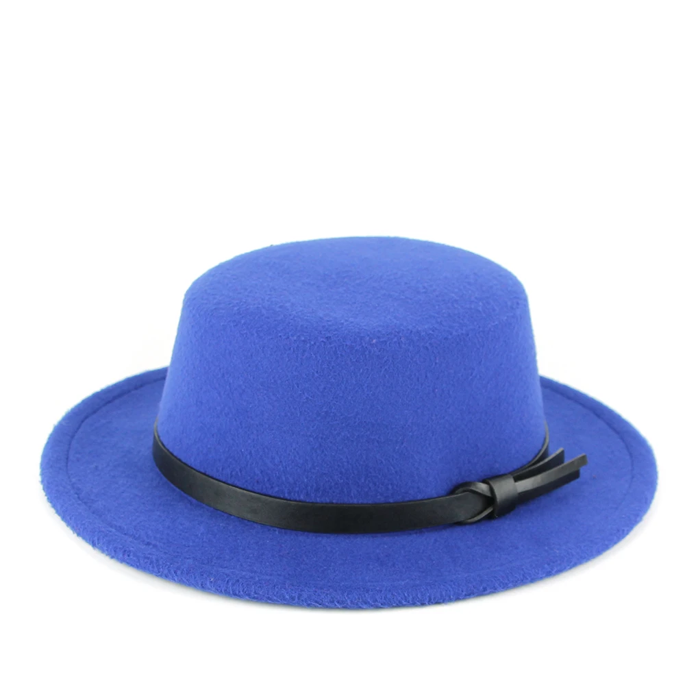 Женская Мужская шерстяная фетровая шляпа с кожаной лентой джентльменская Леди Зима Осень широкие поля Джаз церковь Панама Шляпы сомбреро котелок шляпа
