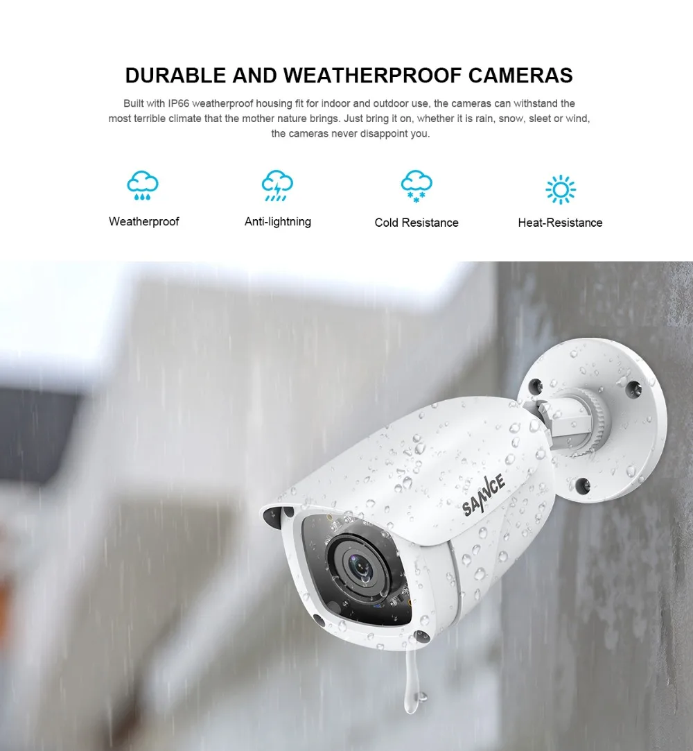 SANNCE 8CH 1080P Security CCTV System With 5IN1 1080N DVR 4PCS 8PCS 1080P IR Outdoor Weatherproof Camera Video Surveillance Kit