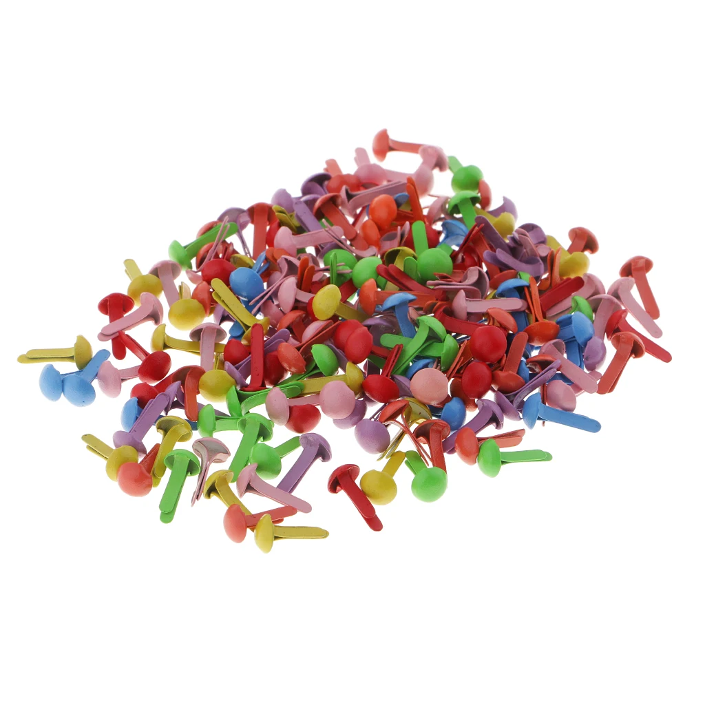200x Round Head 4.5mm Metal Brads Paper Fasteners Scrapbooking Embellishment