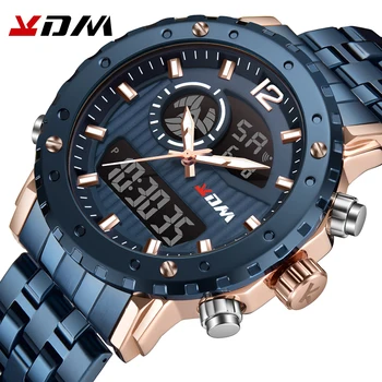 

KDM Men Top Luxury Brand Stainless Steel Blue Waterproof Luminous Quartz Fashion Chronograph Male Sport Military Gifts Watches