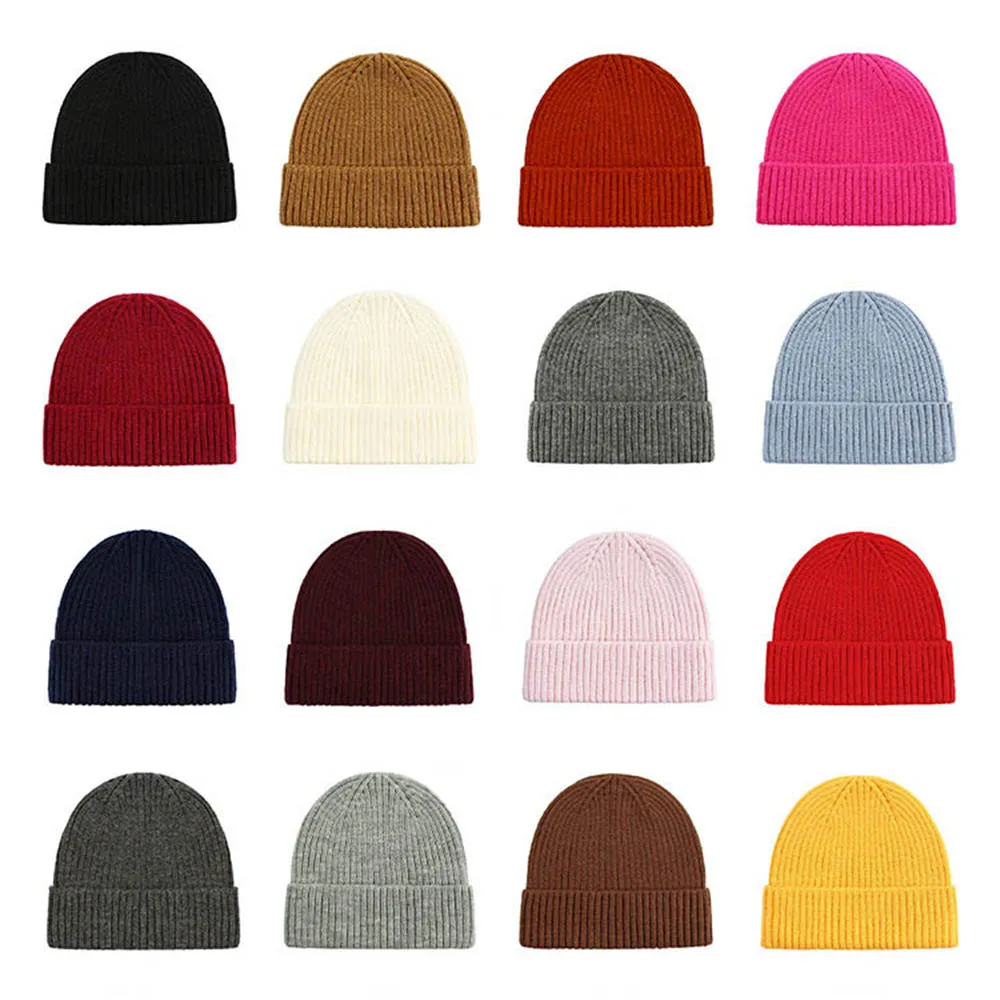 [AETRENDS] 20 однотонных цветов, зимние шапки для мужчин и женщин, теплые удобные вязаные шапки с манжетами и черепами, Z-9966