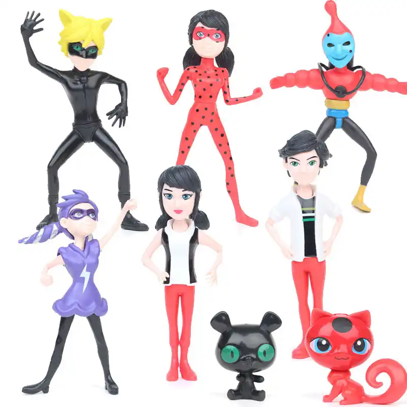 8pcsset Hot Ladybug Girl Cat Noir Figure Toys Children
