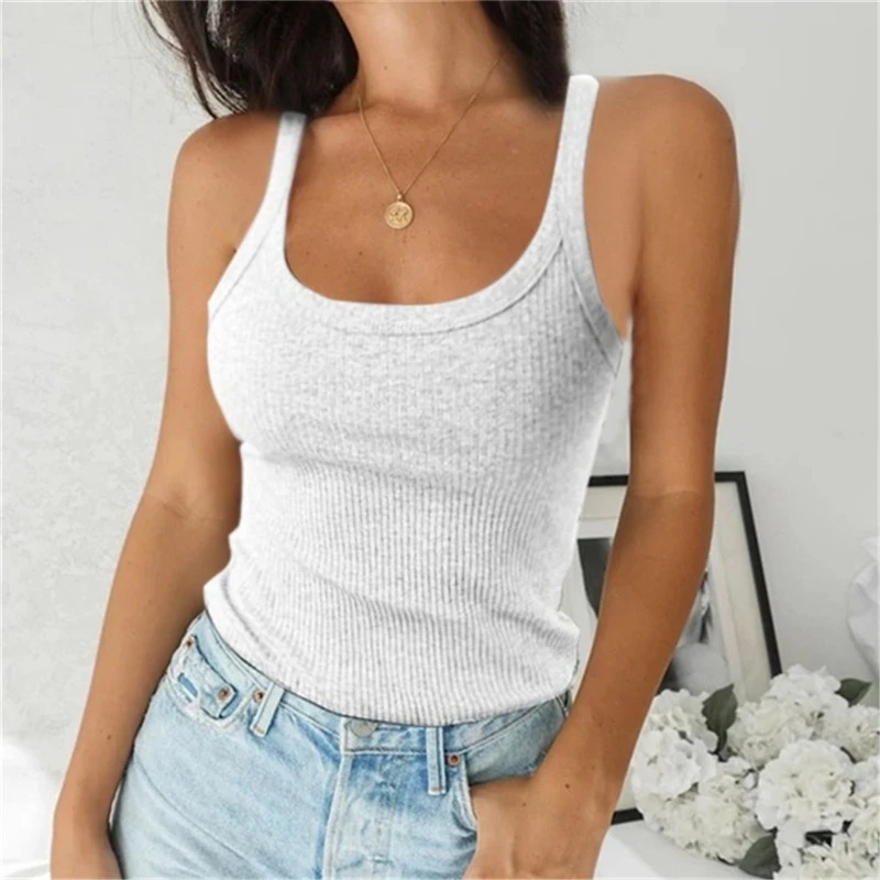 Large Size Ladies Casual Solid Color Tank Tops Women Sexy Slim Camisloe Heigh Quality U-Neck Vest For Female silk camisole