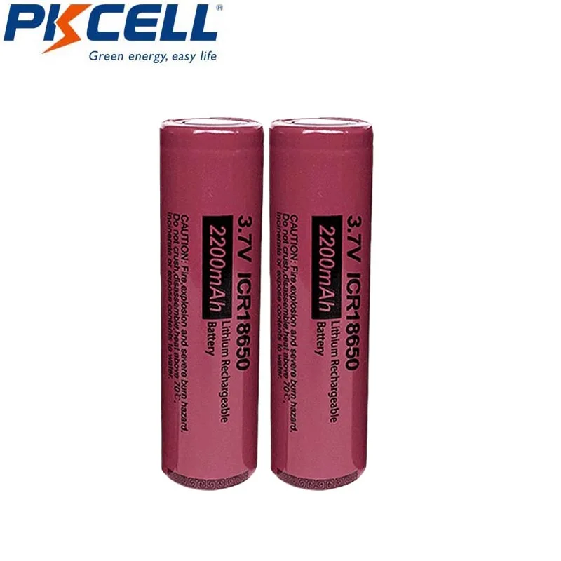 2 шт. литий ионные перезаряжаемые аккумуляторы PKCELL 18650 3 7 в|rechargeable battery|battery 2200mahbattery