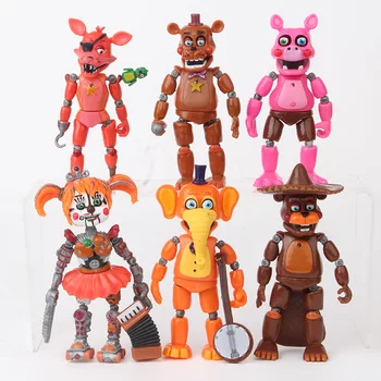 

6pcs/set Five Nights at Freddy Action Figure Toy Freddy Fazbear Bear FNAF Bonnie Foxy Figurines Toy Doll with light