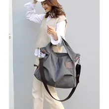 Wushangai Женская винтажная сумка-мессенджер, холщовая сумка-мессенджер на плечо, Женская вместительная сумка, женская сумочка