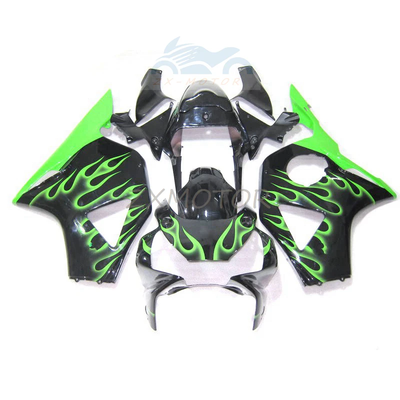

Motorcycle Fairing Fit For Honda CBR954RR 02 03 Free Custom CBR954 cbr 954 2002 2003 Green Flames Black fairings kit LO46