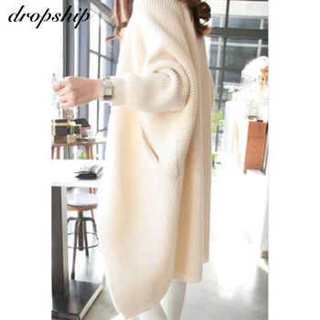 

2020 Korean Long Cardigan Women Sweater Autumn Winter Bat Sleeve Knitted Sweater One Size Jacket Loose Ladies Sweaters Cardigans